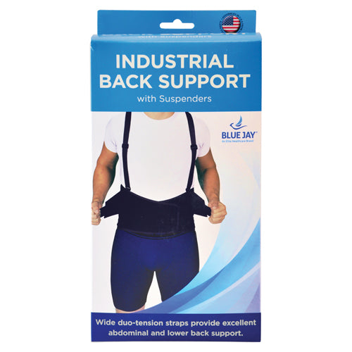 Blue Jay Industrial Back Suppt w/Suspenders, Black Med/Lg