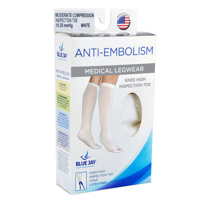 Anti-Embolism Stockings,Reg 15-20mmHg,Below Knee, Insp Toe